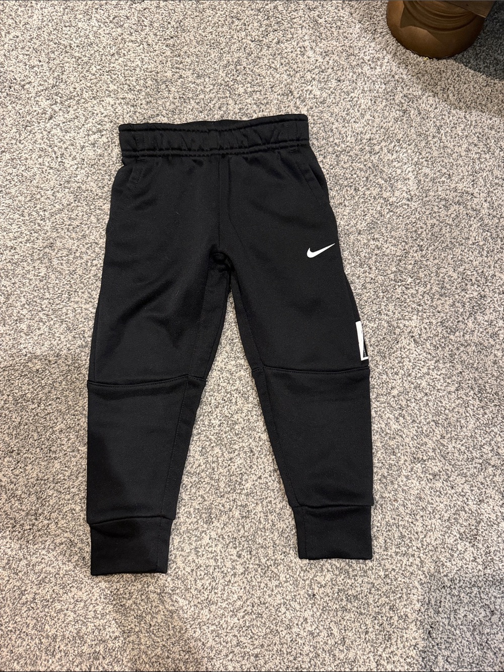 Nike Black Kids Jogger Sweatpants with White Swoosh
